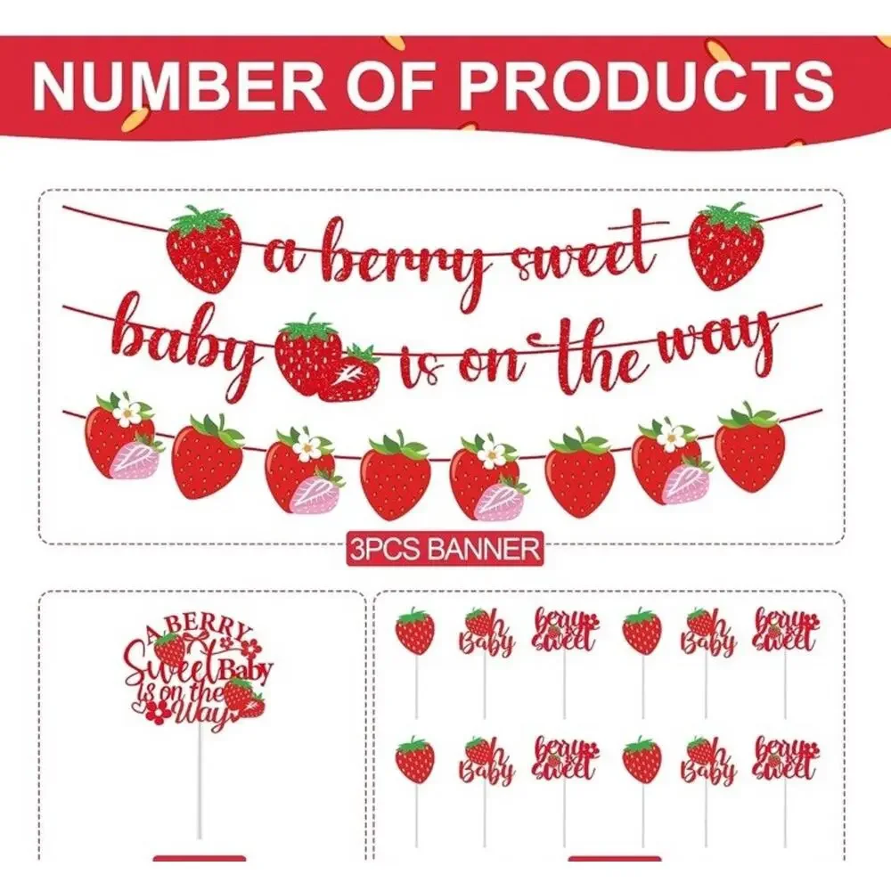 Strawberry Baby Shower Decorations - a Berry Sweet Baby Is on the Way Shower set